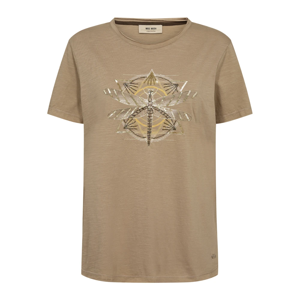 MOS MOSH Deco Tee Top met Cool Print Brown Dames