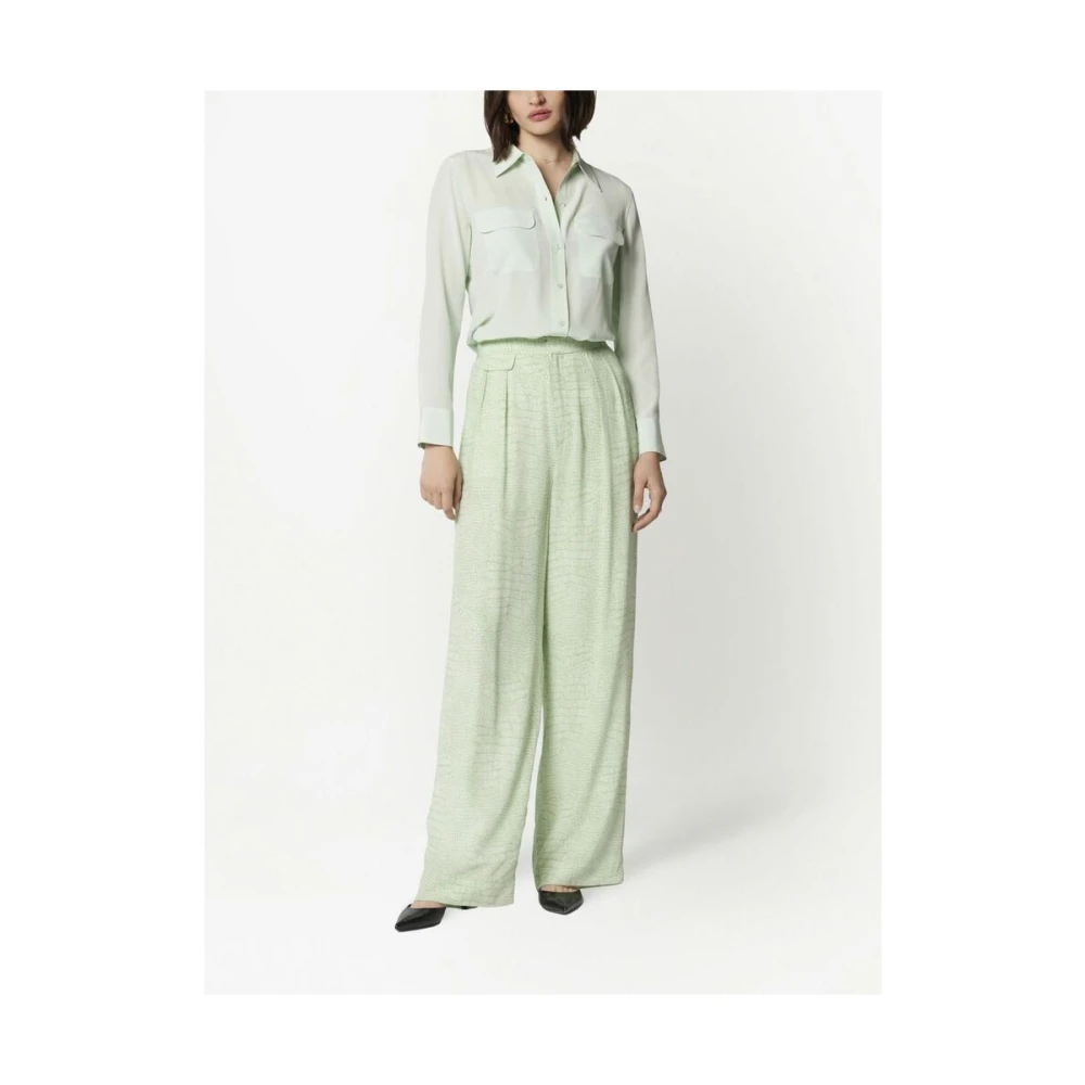 Equipment Zijden Groene Klassieke Kraag Overhemd Green Dames