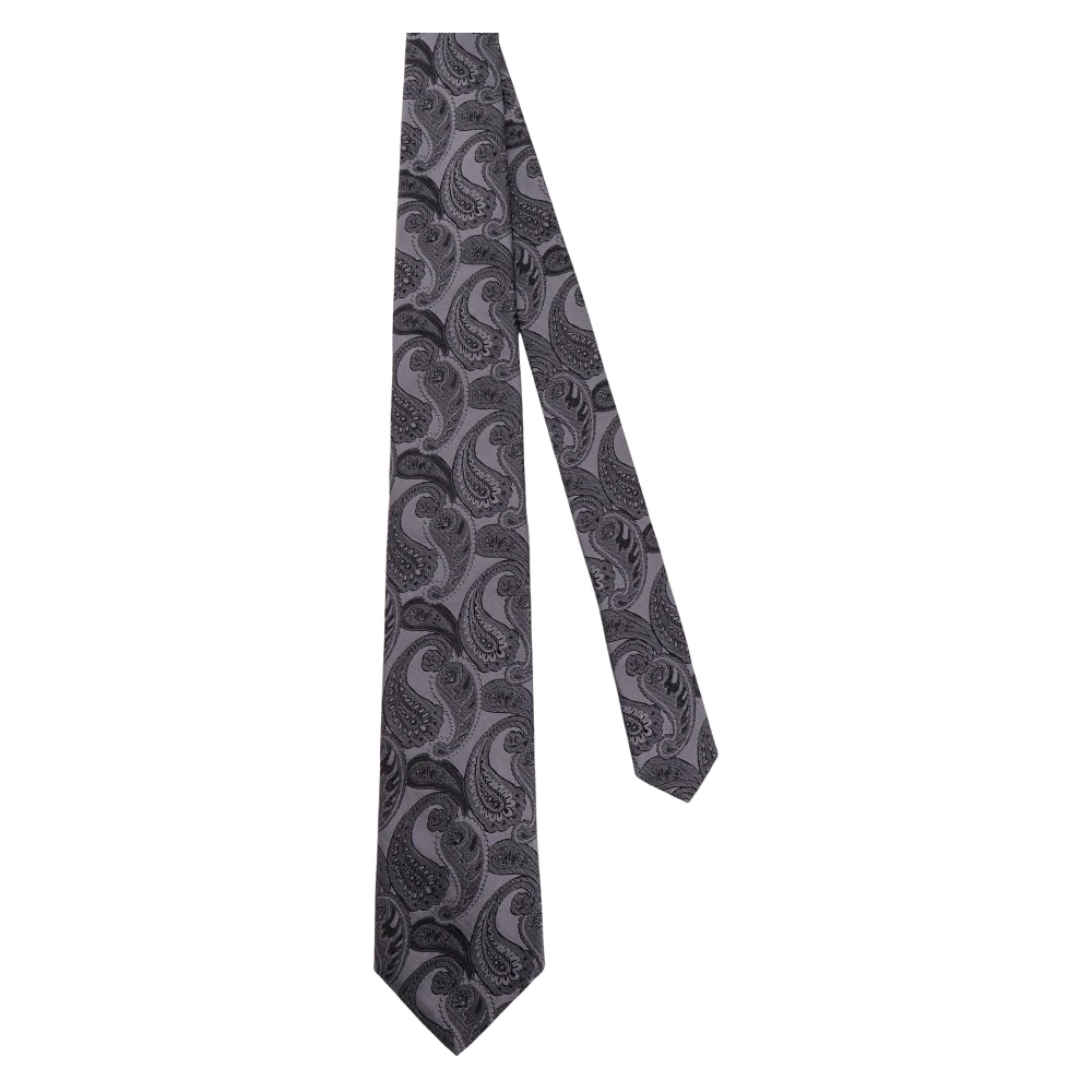BRUNELLO CUCINELLI Paisley Zijden Stropdas Gemaakt in Italië Gray Heren