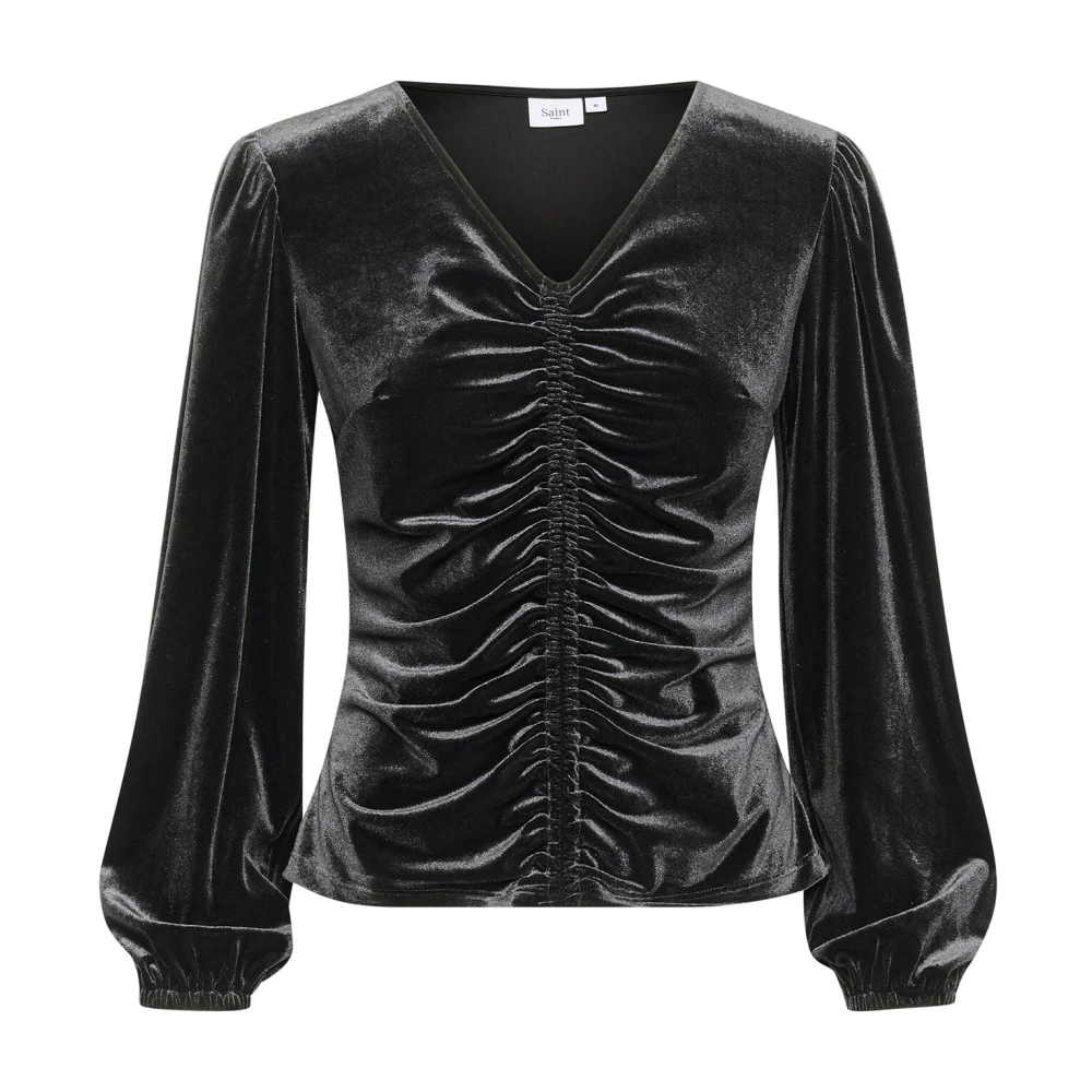 Saint Tropez Elegante Hebasz Zwarte Blouse Black Dames