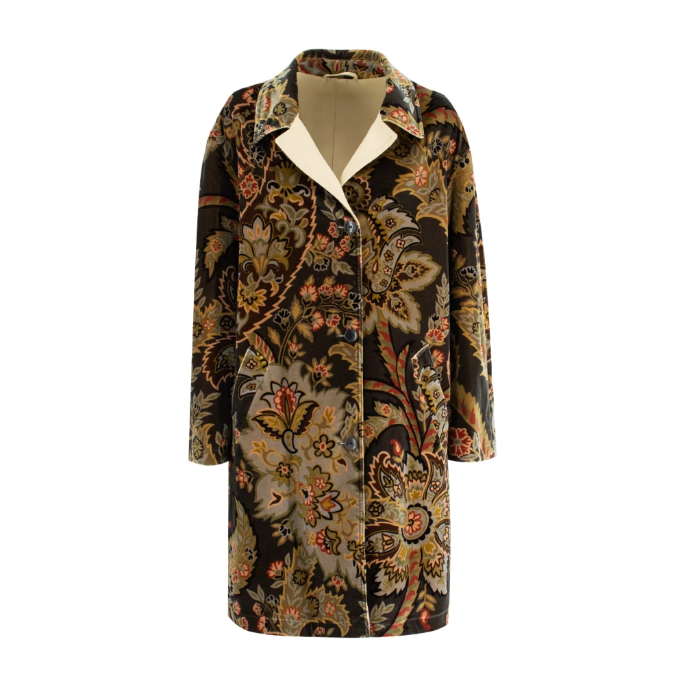 ETRO Paisley Print Velvet Coat Green Dames