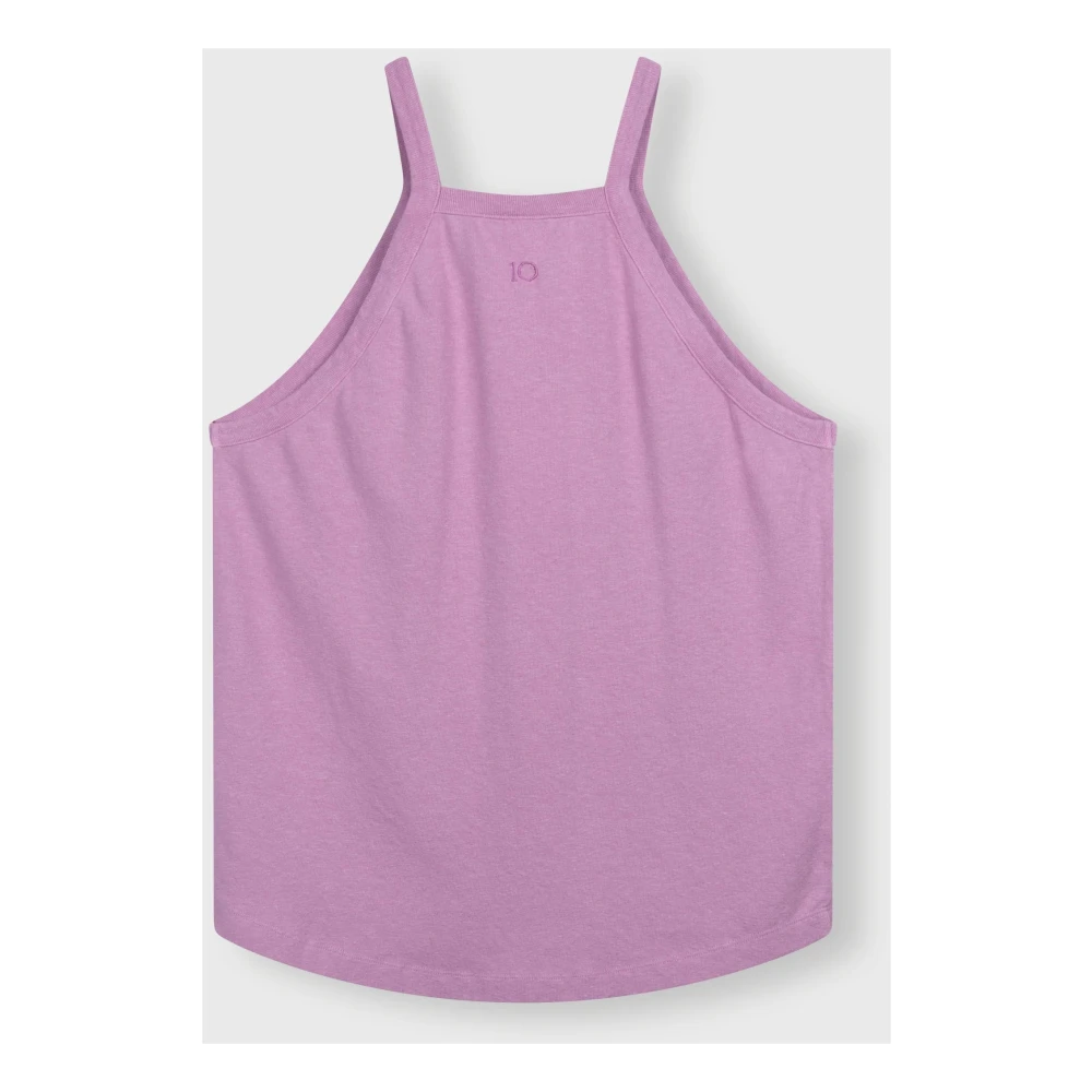 10Days Linnen hemdje met elastische halslijn Purple Dames