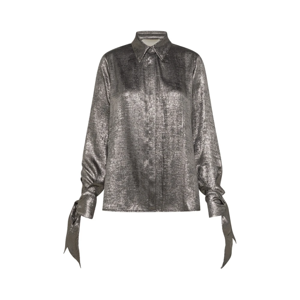 Momoni Zilveren blouse met sjaaldetail Gray Dames