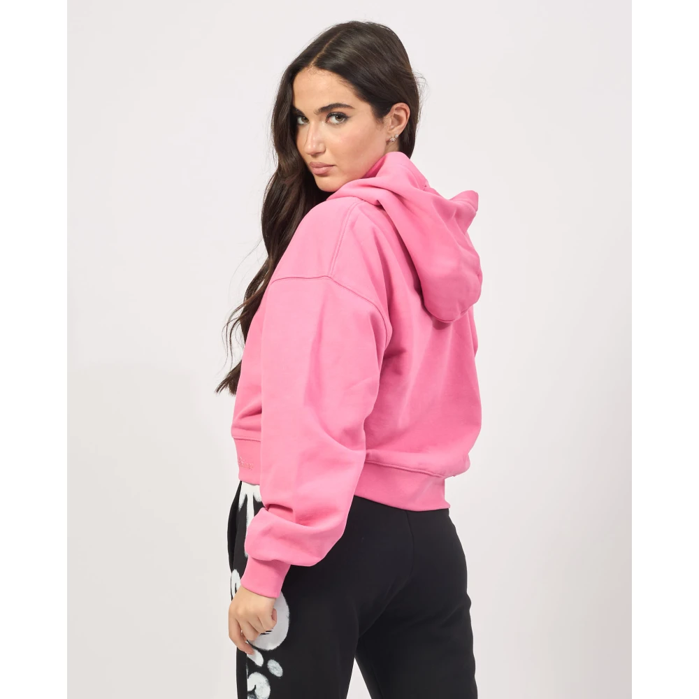 Disclaimer Roze Cropped Hoodie met Logopatch Pink Dames