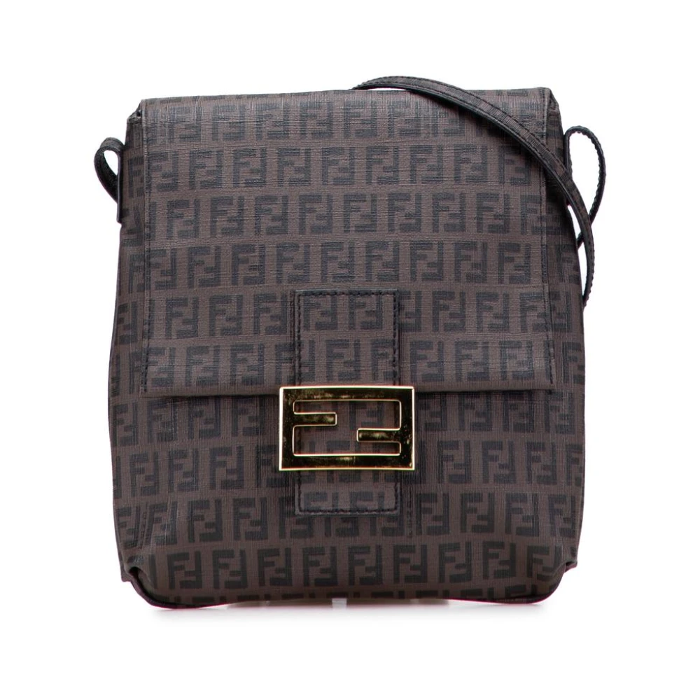 Fendi Vintage Women's Brown Vintage Shoulder Bags, One Size, Pre-Owned Printed Shoulder Bag