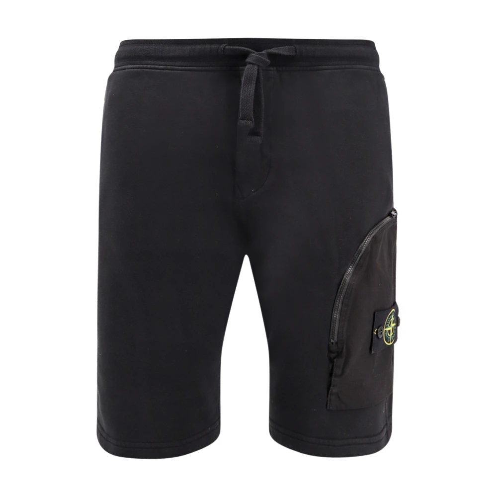 Stone Island Katoenen Jogger Bermuda Shorts met Zakken Black Heren