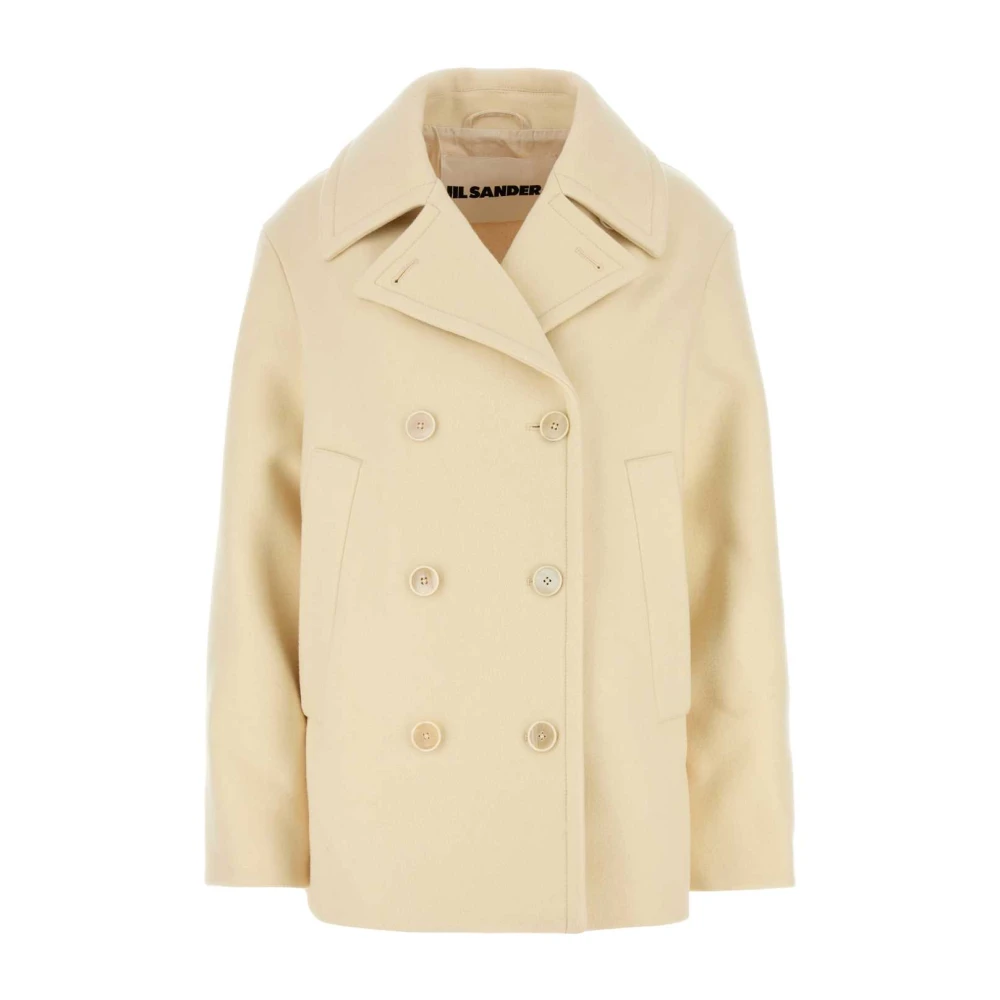 Jil Sander Pastel Pink Wool Coat Yellow Dames