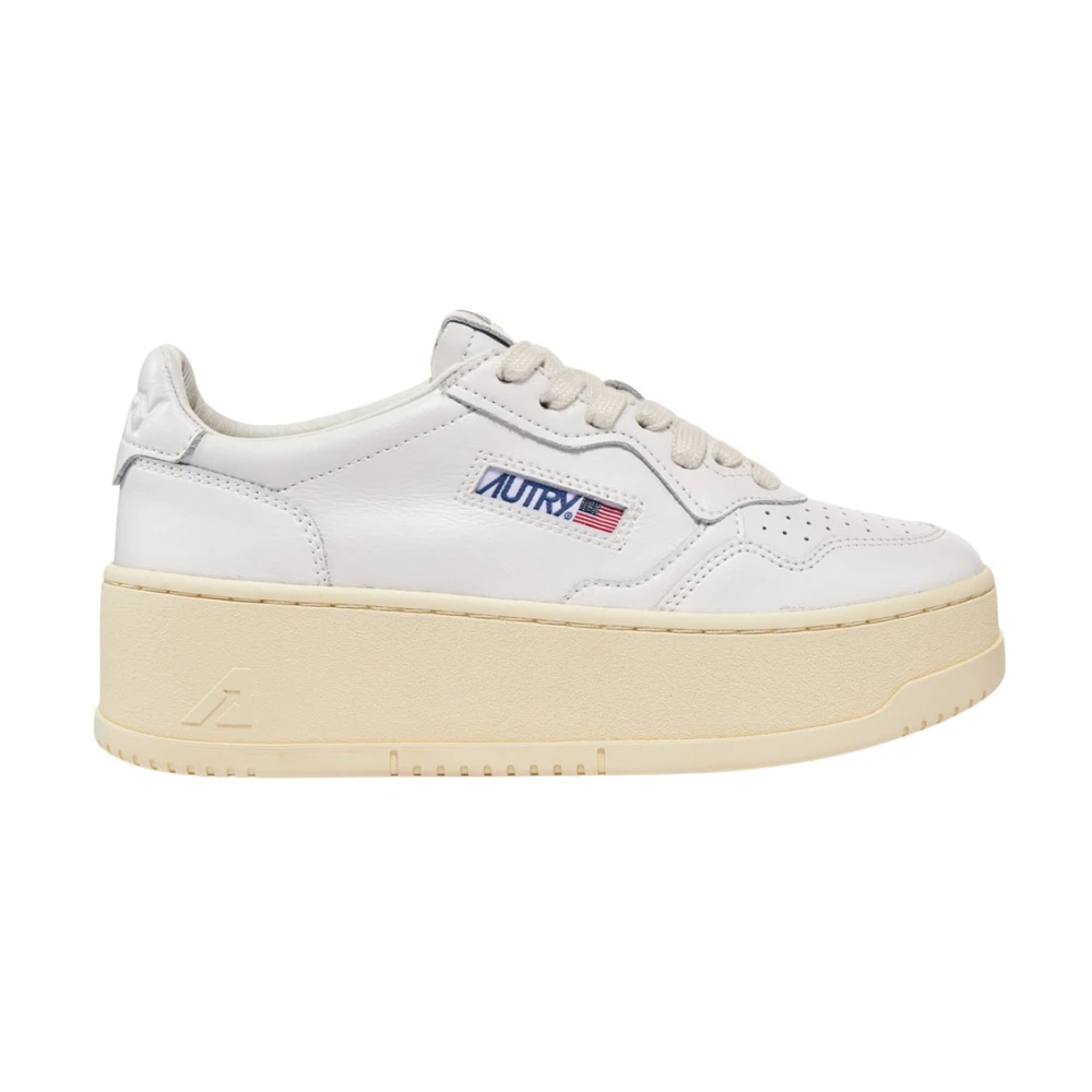 Autry Women's White Low Leather Platform Trainers - Sneakers - 6 Uk - Shoes