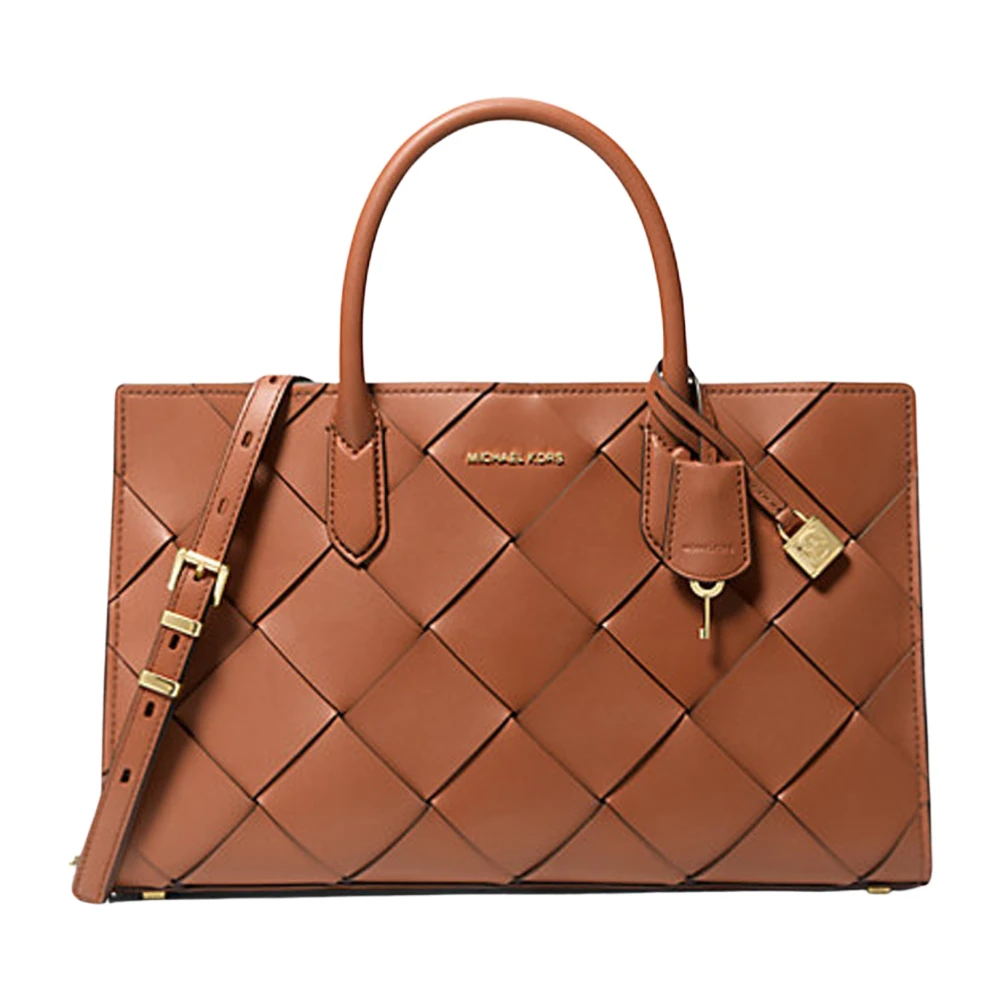 Michael Kors Geweven leren schoudertas Scarlett Brown Dames