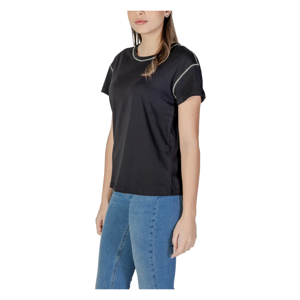 Liu Jo Korte mouw katoenen T-shirt lente zomer Black Dames