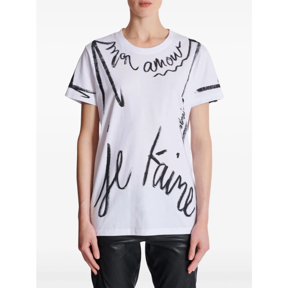 Balmain Zwarte T-shirt en Polo voor Vrouwen White Dames