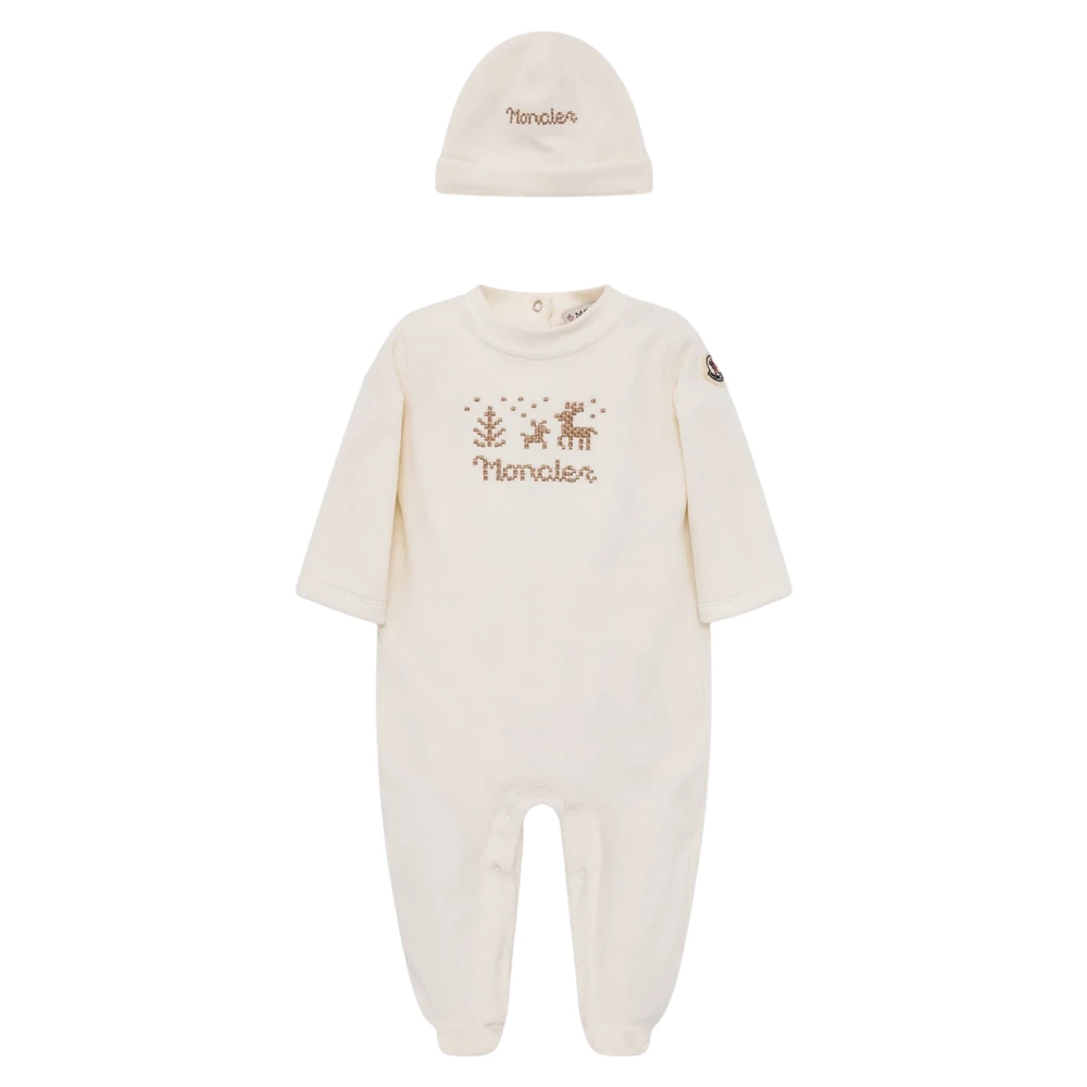 Moncler , Kids Sets, Unisex, Beige, 3 M | 62 Cm, Chenille Babygrow Gift Set