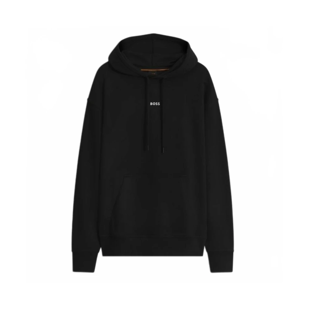 Boss Uomo Nero - Felpa In Cotone Con Cappuccio E Logo - Sweatshirts & Hoodies - L - Immagine 4