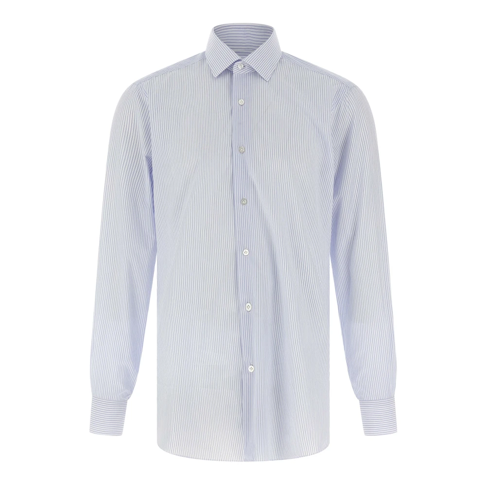 Barba Men's Blue Striped Poplin Shirt - Casual Shirts - M - Shirts