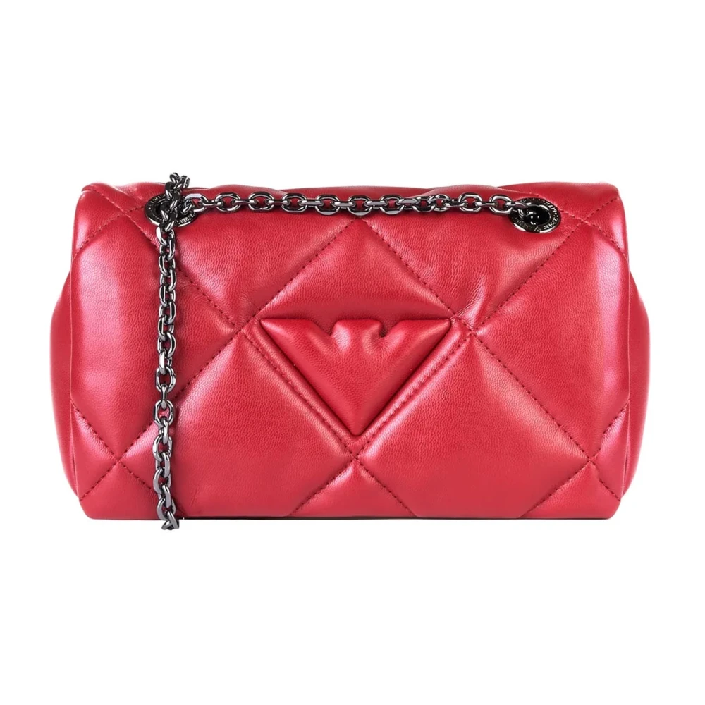 Emporio Armani Gewatteerde Kettingriem Eco-lederen Tas Red Dames