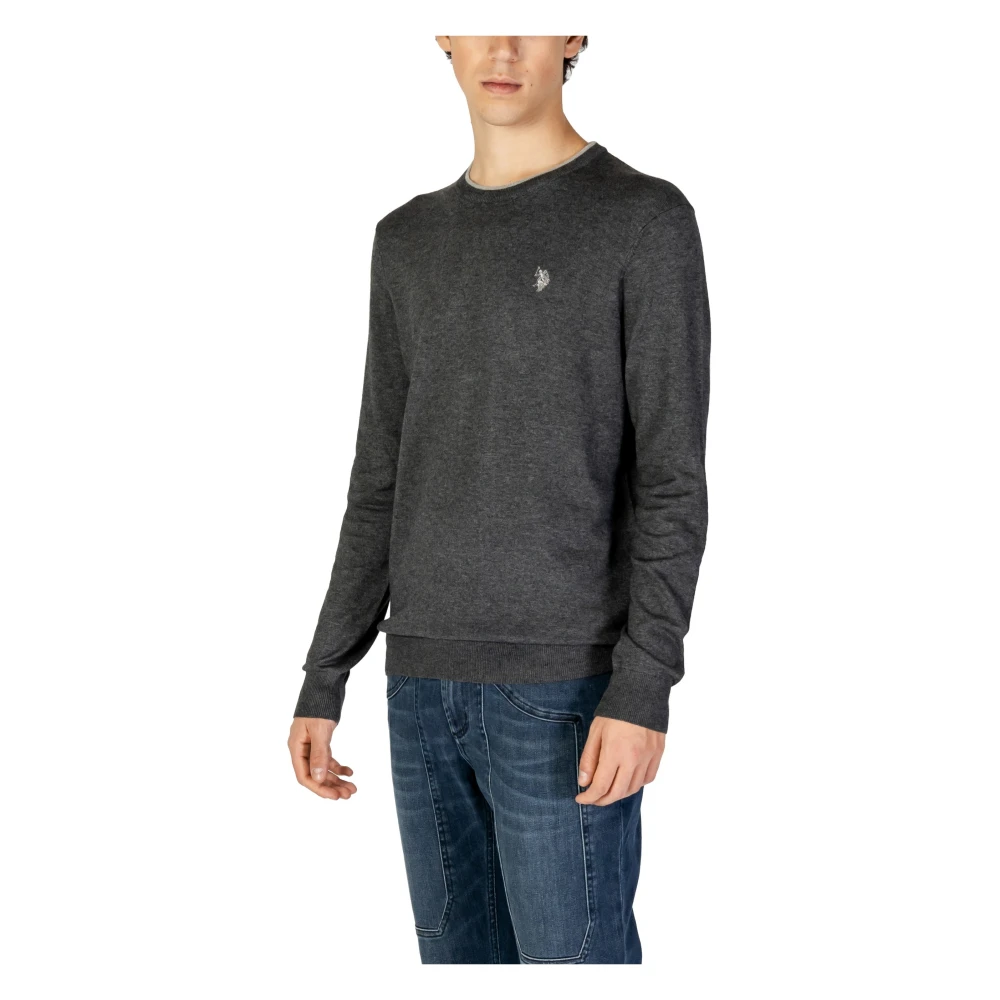 U.s. Polo Assn. Grijze Trui Lange Mouwen Ronde Hals Gray Heren