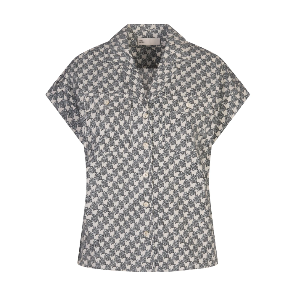 TORY BURCH Witte Camp Shirt Black Dames