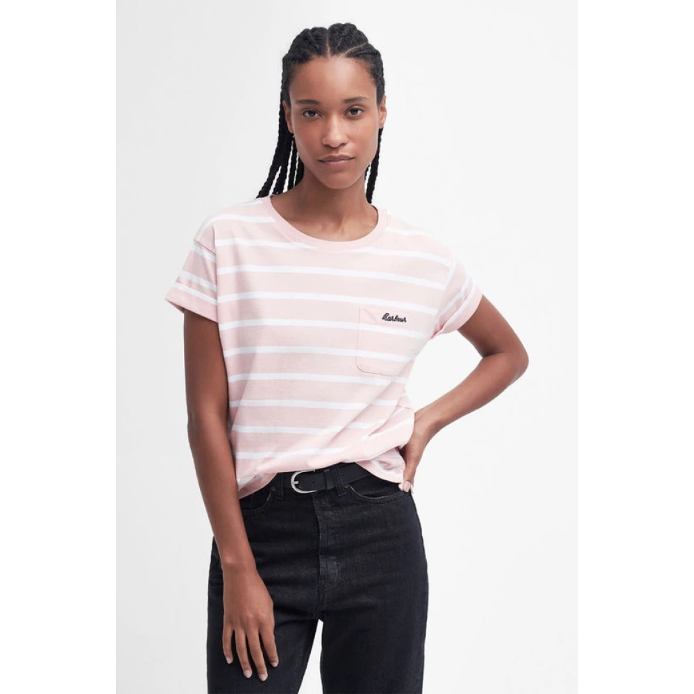 Barbour Korte mouw zak T-shirt collectie Pink Dames