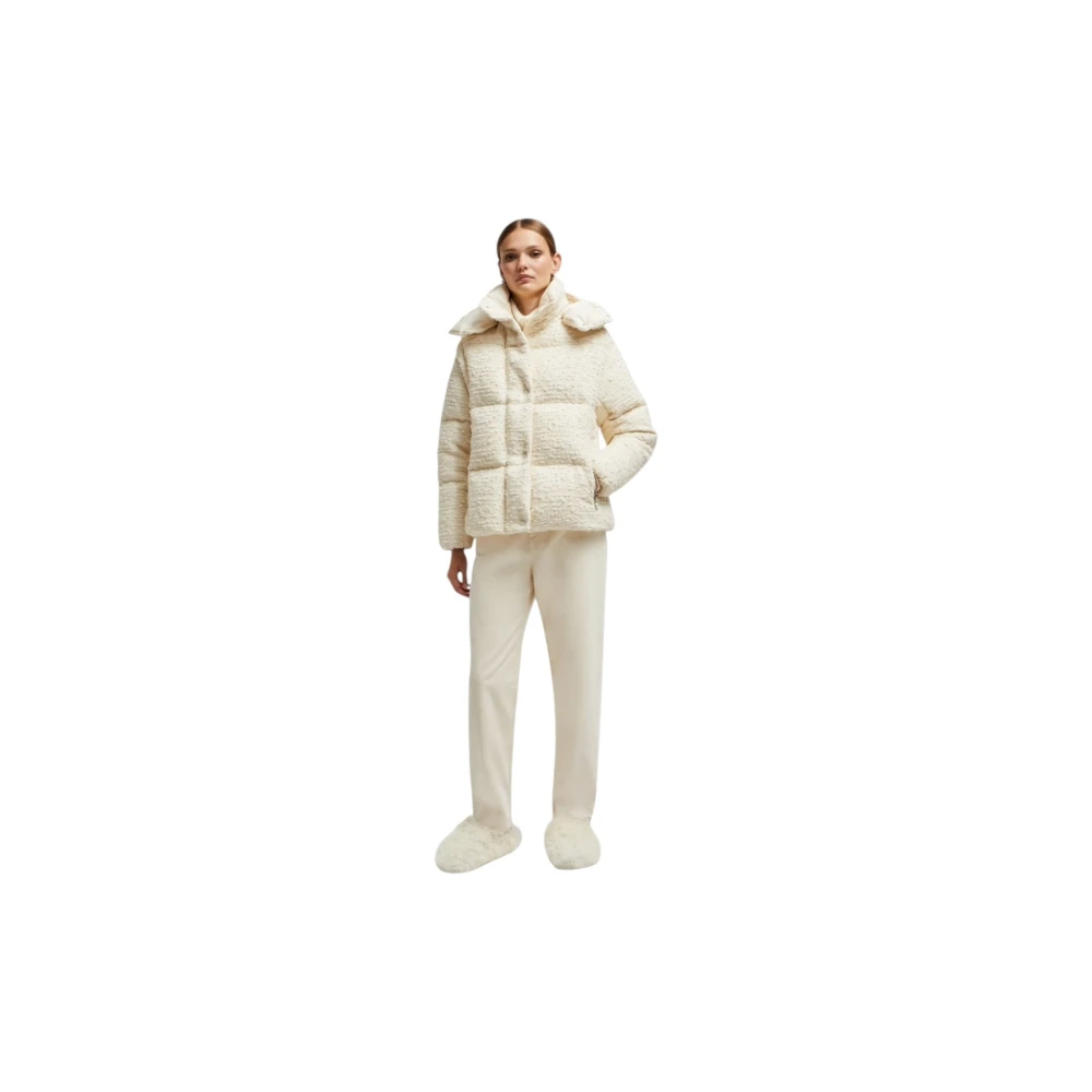 Moncler Witte Tweed Korte Donsjas White Dames