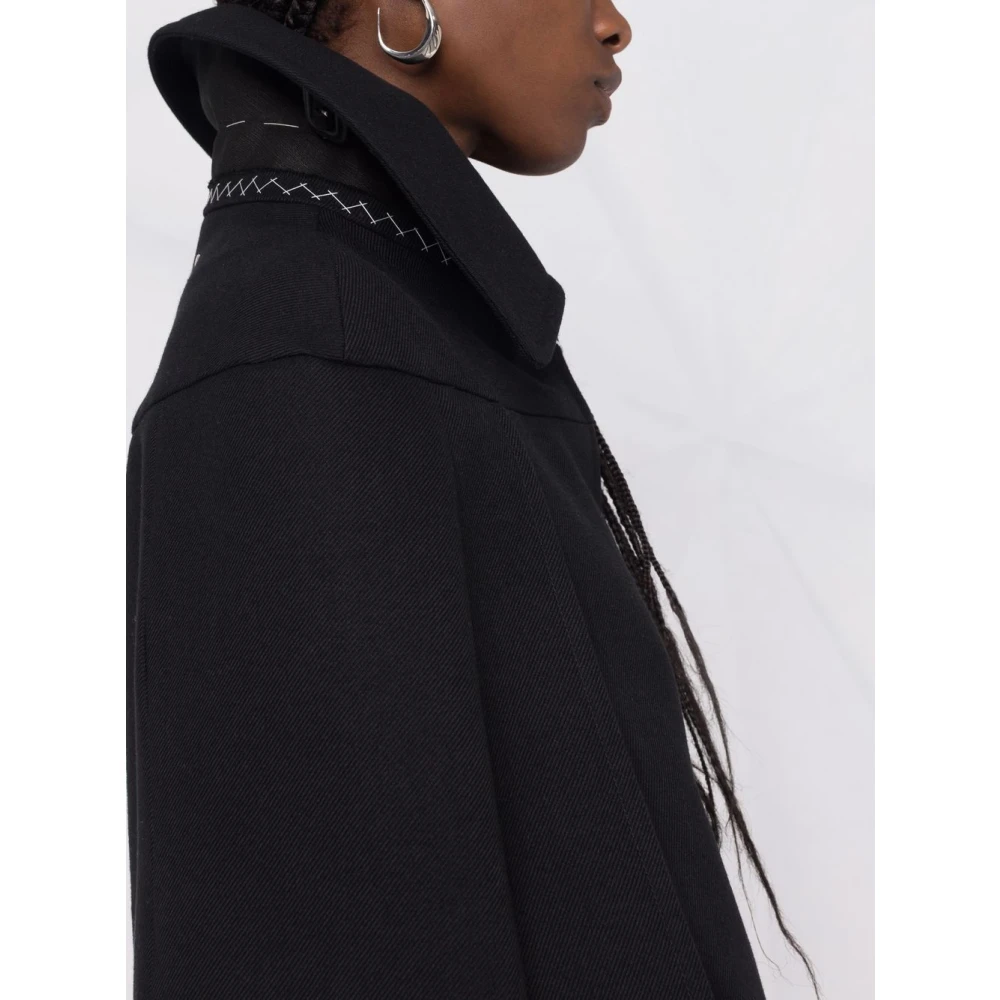 Maison Margiela Zwarte wollen overjas met iconische stiksels Black Dames
