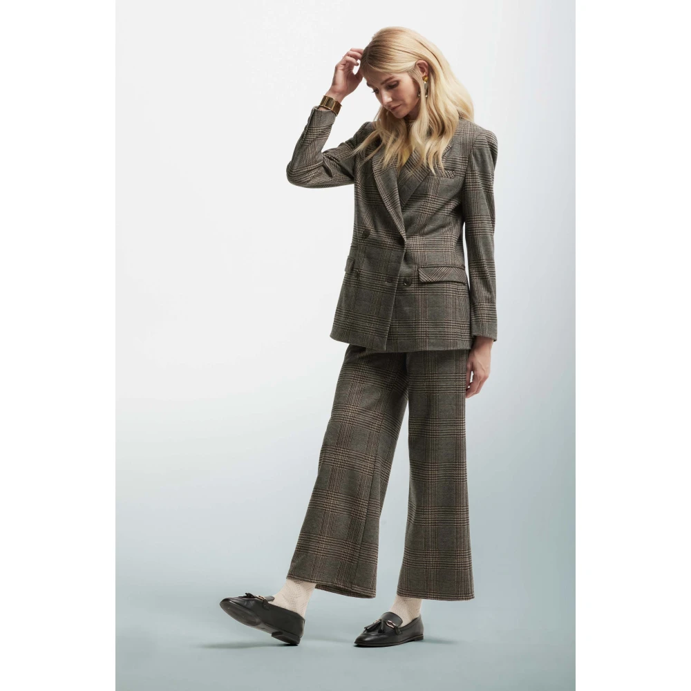 Kocca Tartan Double-Breasted Jas Gray Dames