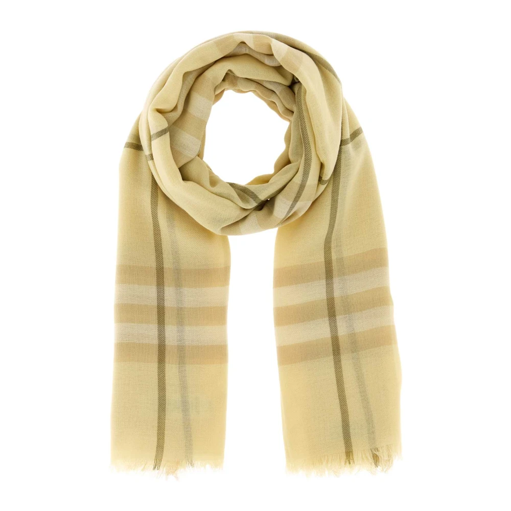 Burberry Unisex Beige Wide Check Wool Silk Scarf - Winter Scarves - One Size - Accessories