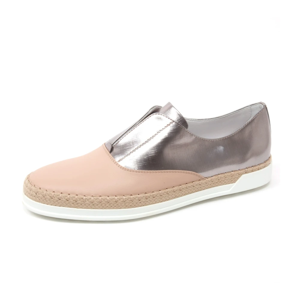 Tod's Women's Pink Flat Shoes, 5 Uk, Francesina Rafia Loafer