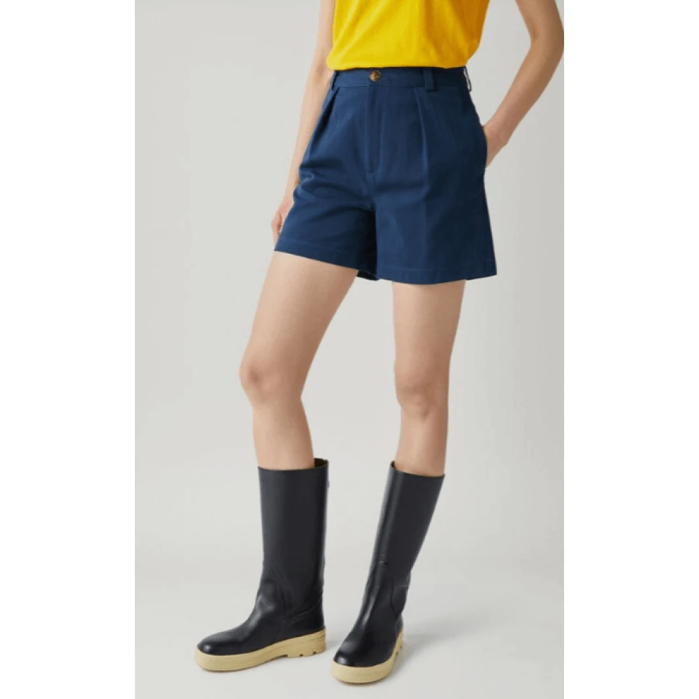 Loro Piana Ademende Katoenen Bermuda Shorts Blue Dames
