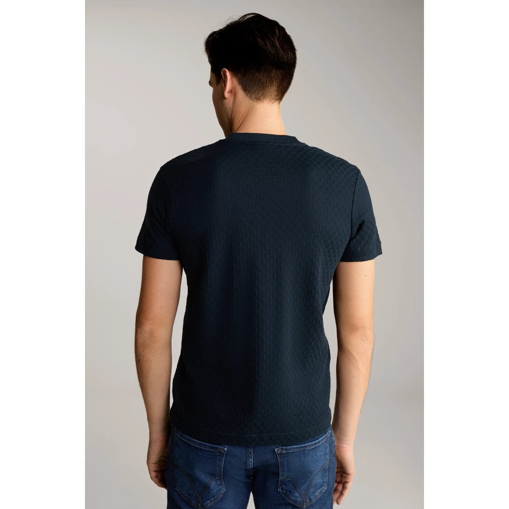Joop! Donkerblauw katoenen T-shirt met textuurpatroon Blue Heren
