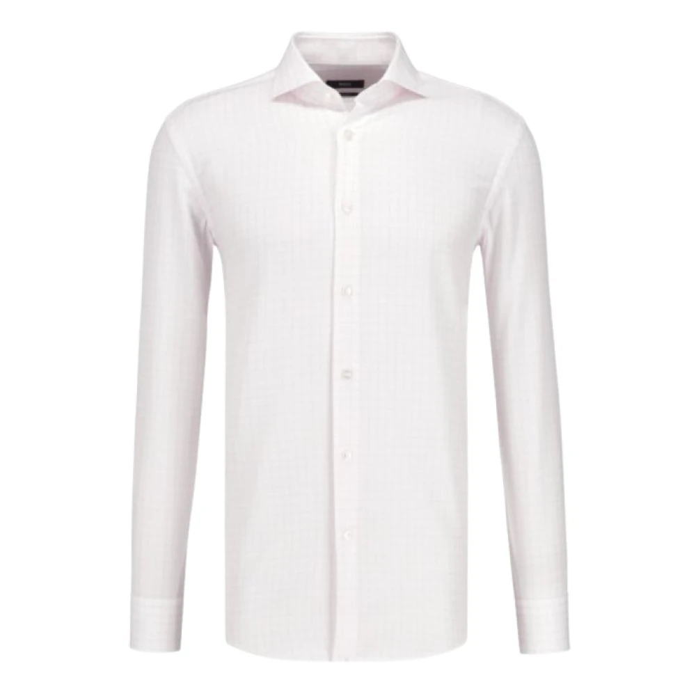 Hugo Boss Witte Slim Fit Overhemd met Geknoopte Manchetten White Heren