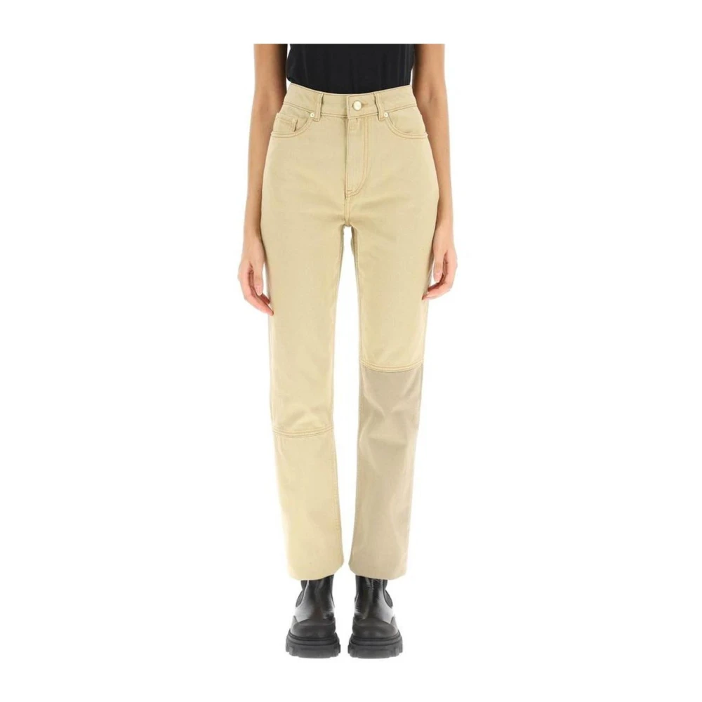 Ganni Patchwork Beige Jeans voor vrouwen Beige Dames