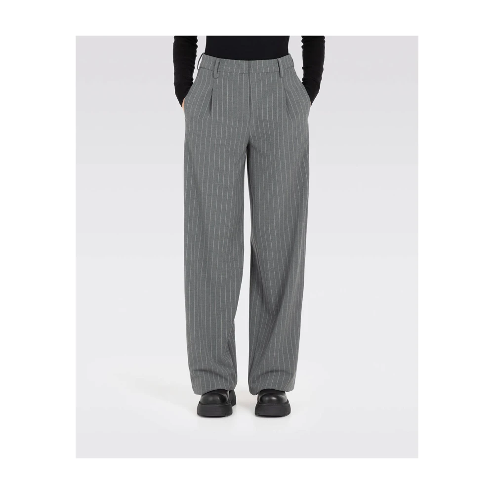 MAC Gestreepte Bi-Stretch Broek Chaja Gray Dames