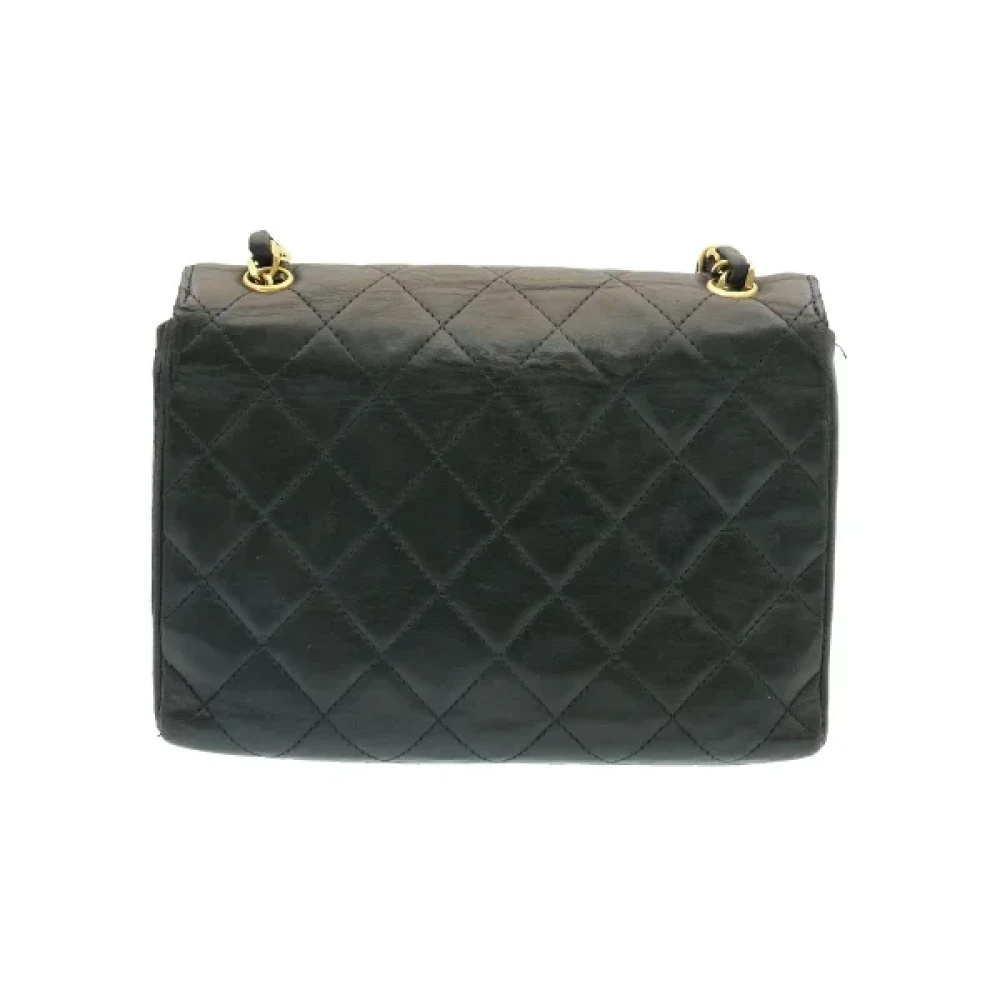 Chanel Vintage Tweedehands Zwarte Leren Chanel Schoudertas Black Dames