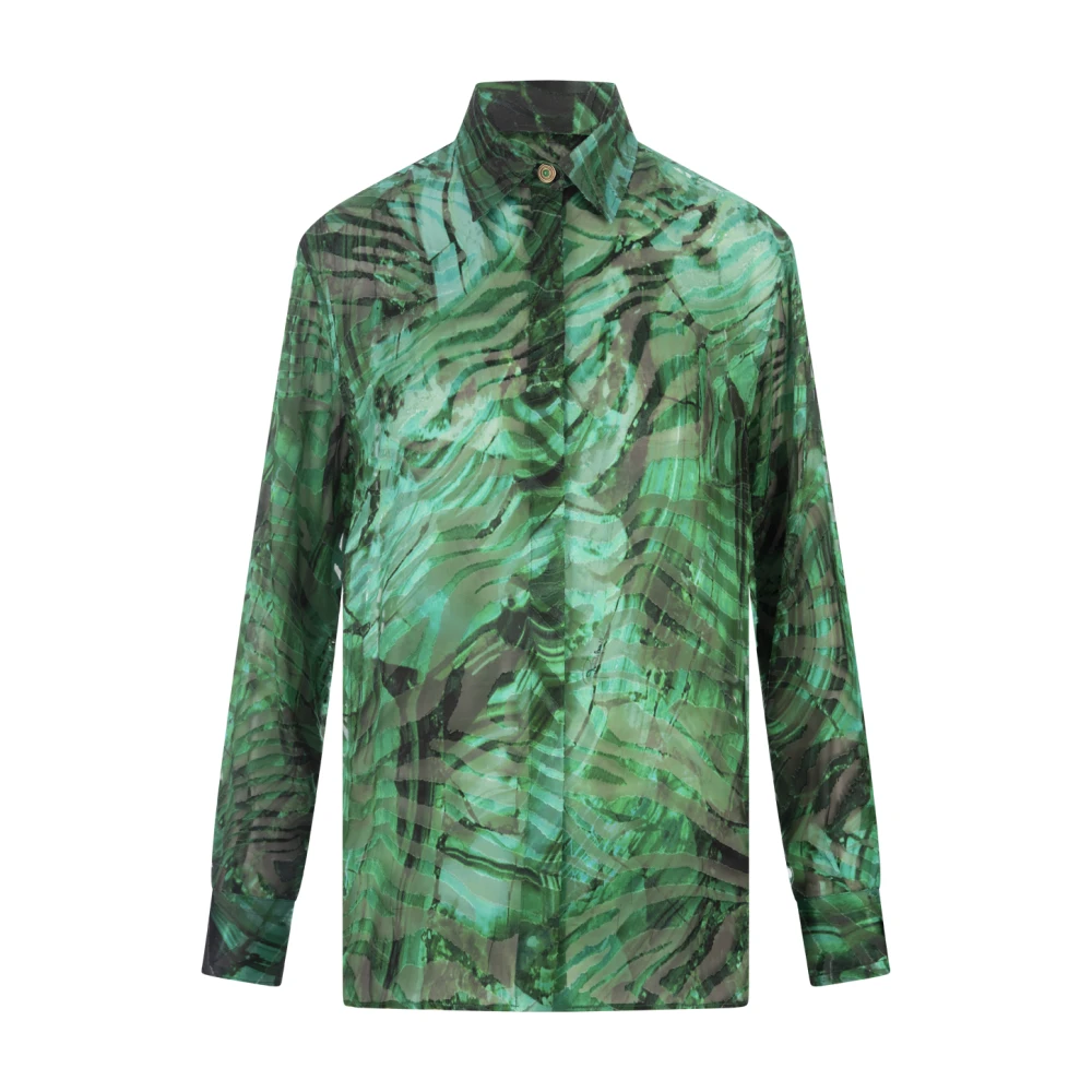 Roberto Cavalli Groene Malachiet Satijnen Overhemd Green Dames