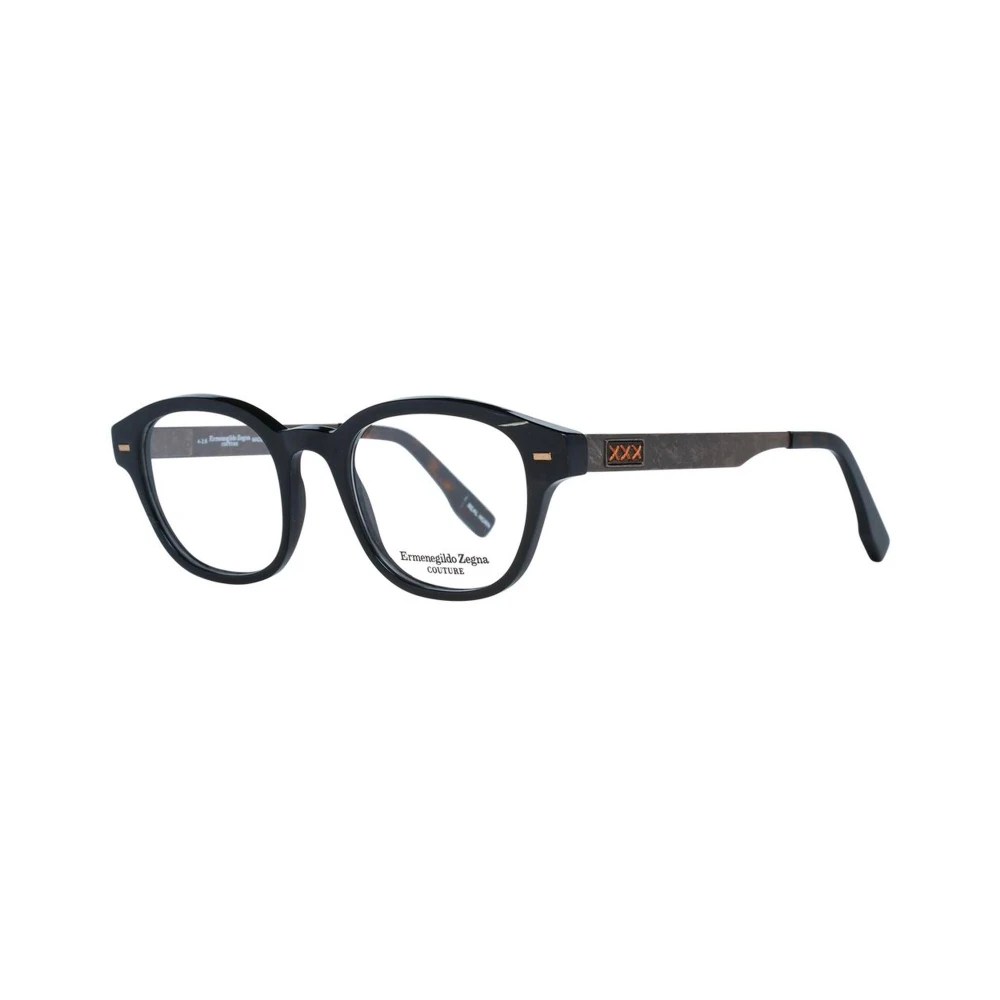 Ermenegildo Zegna Stijlvolle Horn Ronde Optische Monturen Black Heren