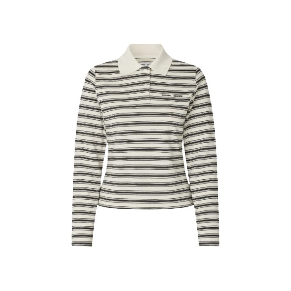 Samsøe Samsøe White Polo Shirts, Female, L, Sadonell Ls Polo