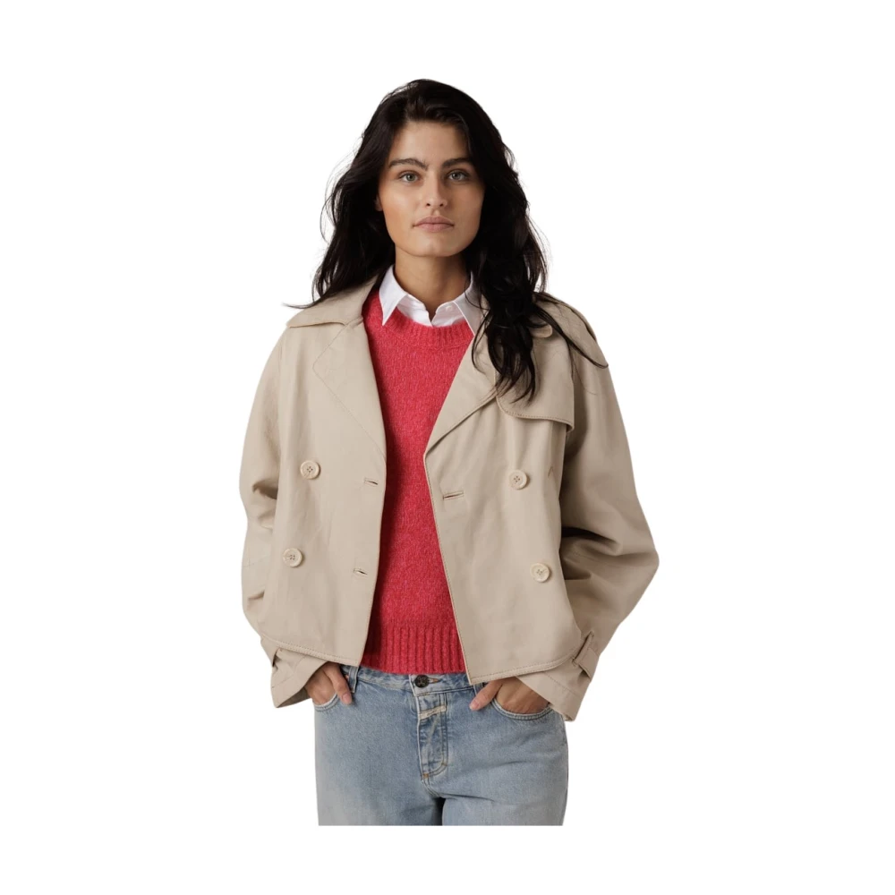Alter Ego Off White Leren Jas Beige Dames