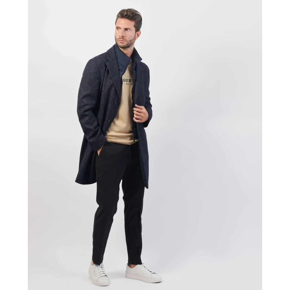 Boss Blauwe Tweed Slim Fit Jas Blue Heren