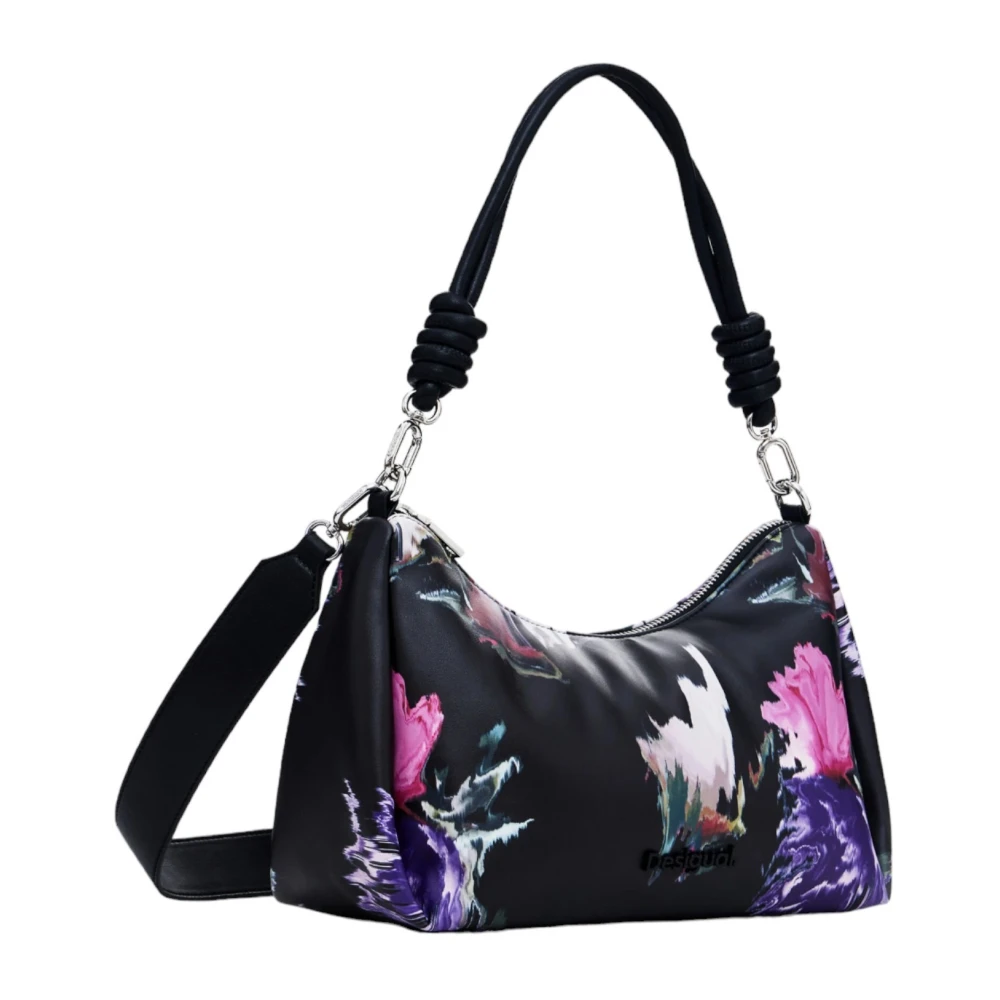Desigual Zwarte bloemen handtas met schouderband Multicolor Dames