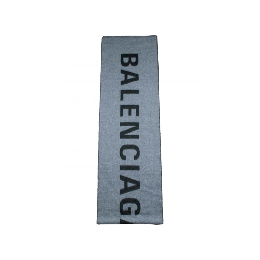 Balenciaga Tweekleurige zwarte en grijze wollen sjaal Gray Heren