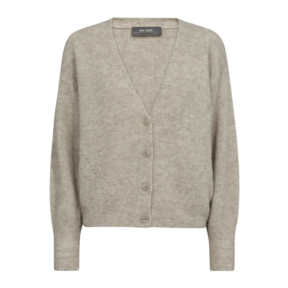 Mos Mosh Gray Soft Knit V-Neck Cardigan - Female - Cardigans - Xl - Knitwear