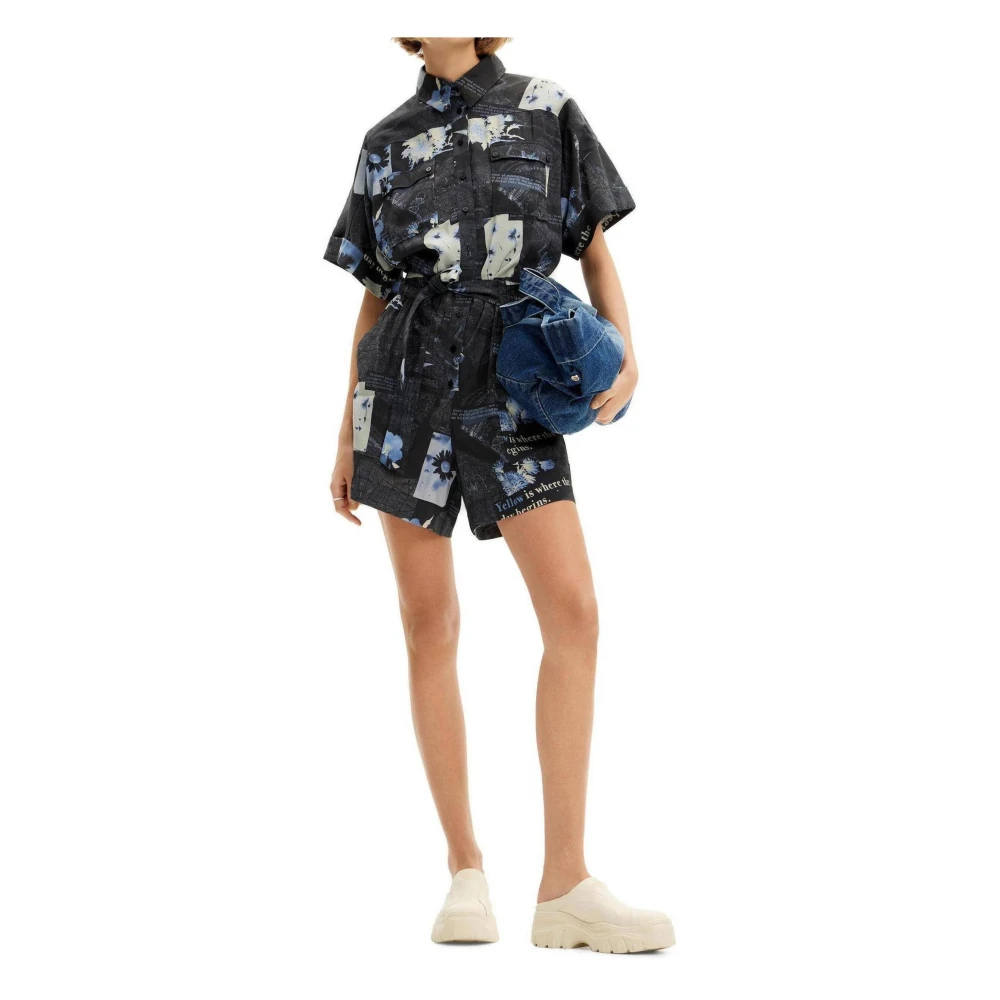 Desigual Blauwe Bedrukte Jumpsuit Zakken Multicolor Dames