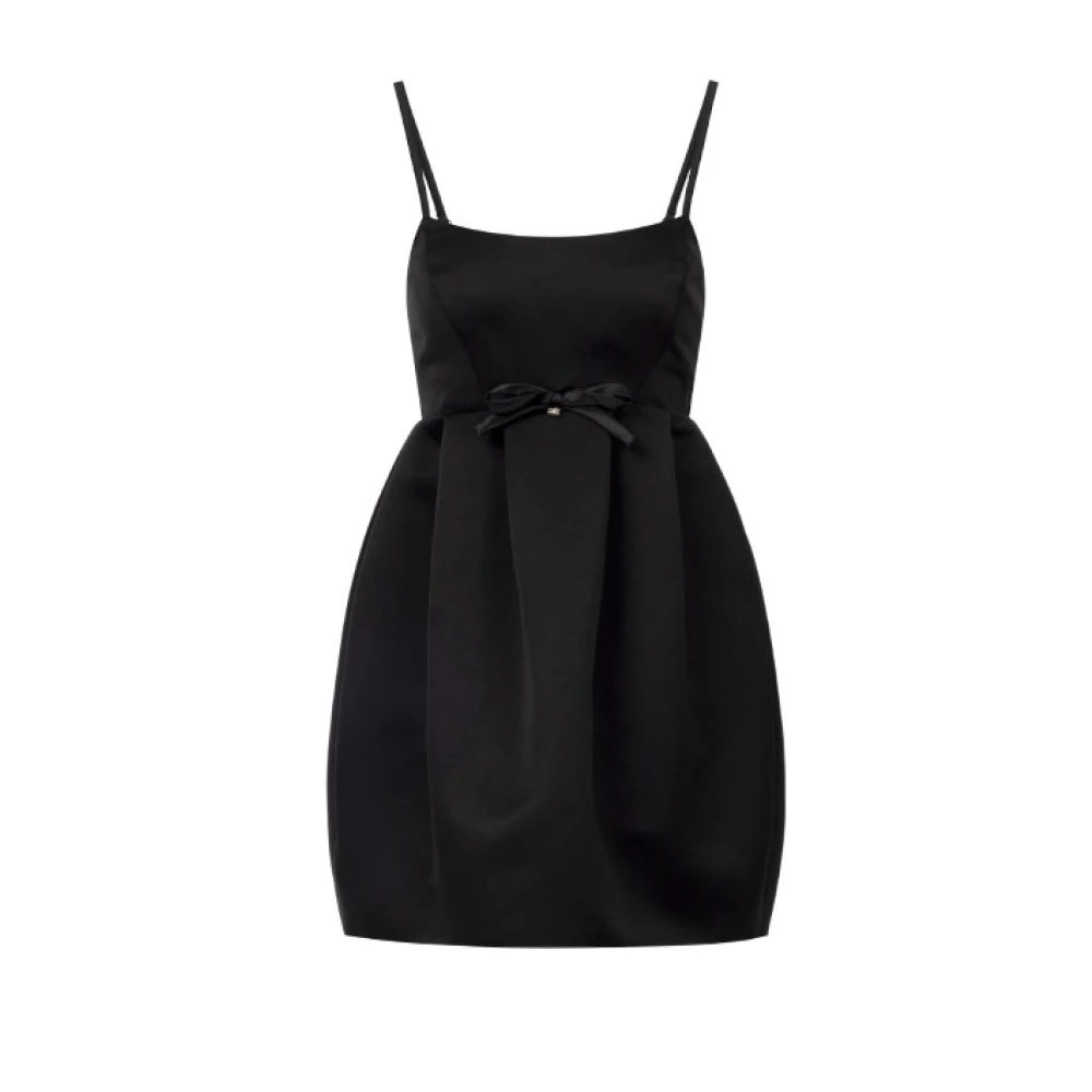 Elisabetta Franchi Zwarte Hertogin Jurk met Strik Detail Black Dames
