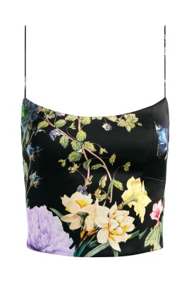black-floral-print-spaghetti-strap-top