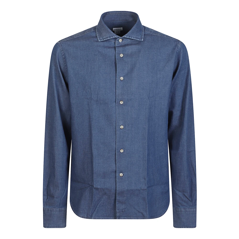 Orian Herr Blå Skjortor L, Denim, Långärmad Slim Skjorta