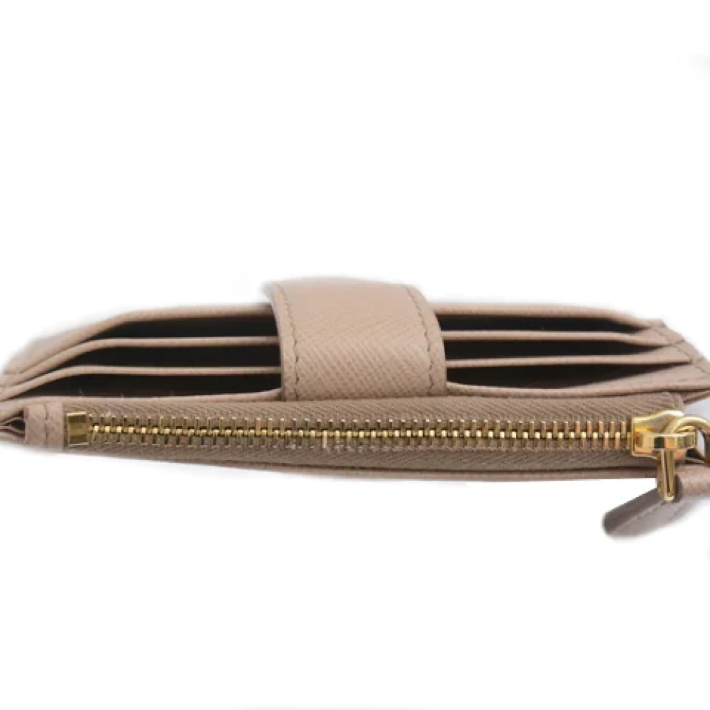 Prada Vintage Pre-owned Leather wallets Beige Dames