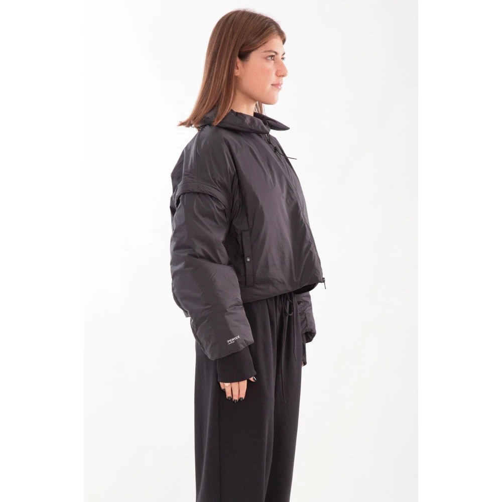 Y-3 Zwarte Geknipte Gewatteerde Jas Black Dames