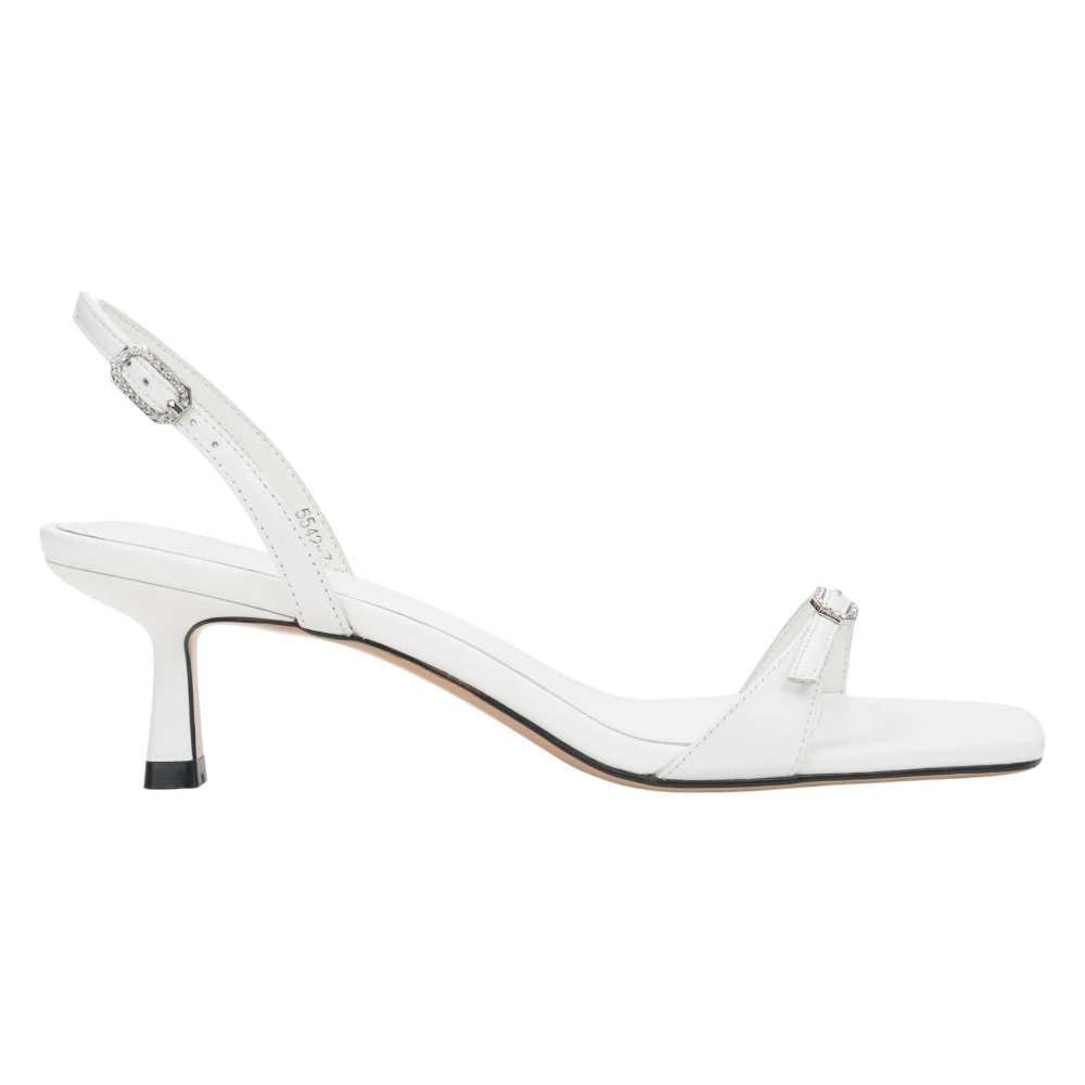 Estro White Low-Heel Rhinestone Buckle Sandal - Female - High Heel Sandals - 5 Uk - Shoes