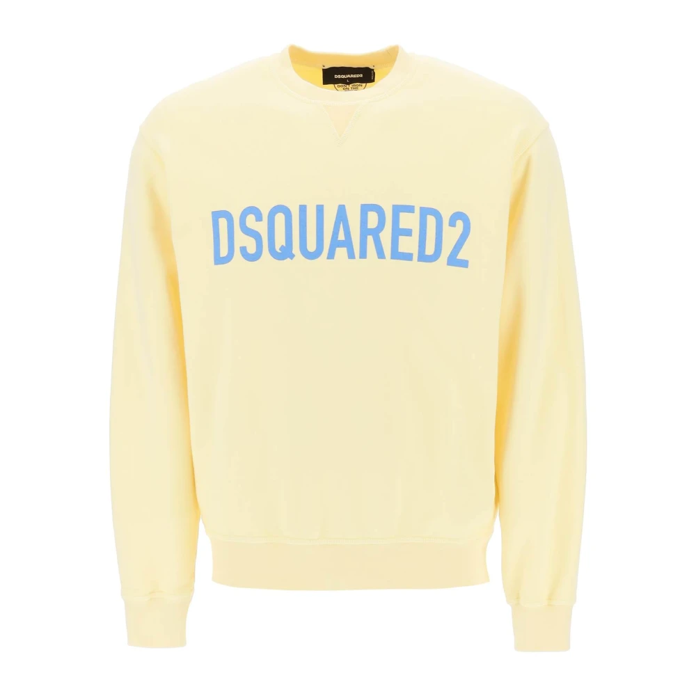 Dsquared2 Logo Print Crew-neck Sweatshirt Yellow Heren