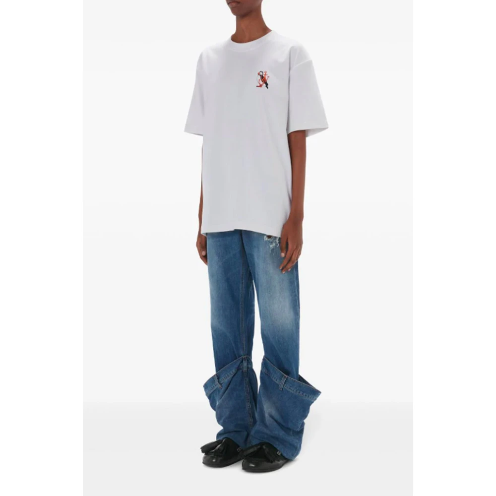 JW Anderson Anker Logo Katoenen T-shirt Wit White Heren